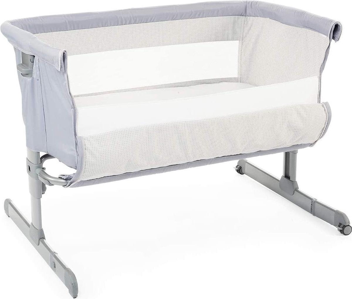 Chicco - Co-Sleeper Next2Me - Aanschuifwieg voor Baby - Instelbare Hoogte - Veilige Installatie - Babybed Inclusief Matras - Grijs