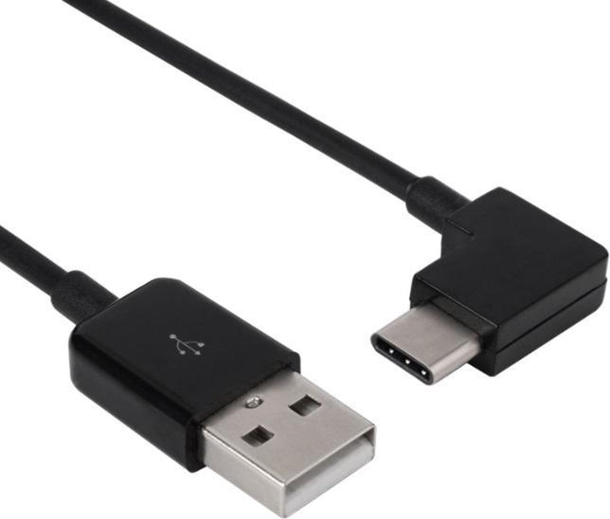 Coretek USB-C haaks naar USB-A kabel - USB2.0 - tot 1A / zwart - 1 meter