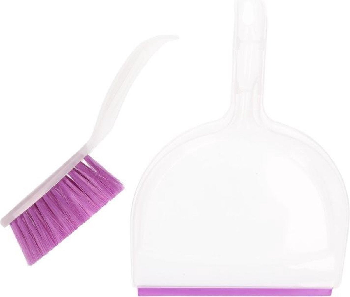 Stoffer en blik wit/paars 32 cm