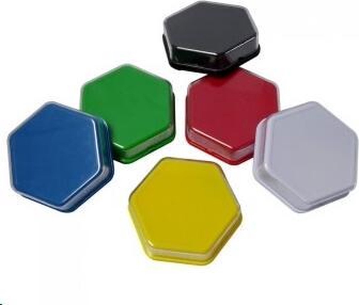 Praatknoppen zeshoekig met verwisselbare afbeelding en maar liefst 80 seconden opnametijd (set van 6 kleuren)