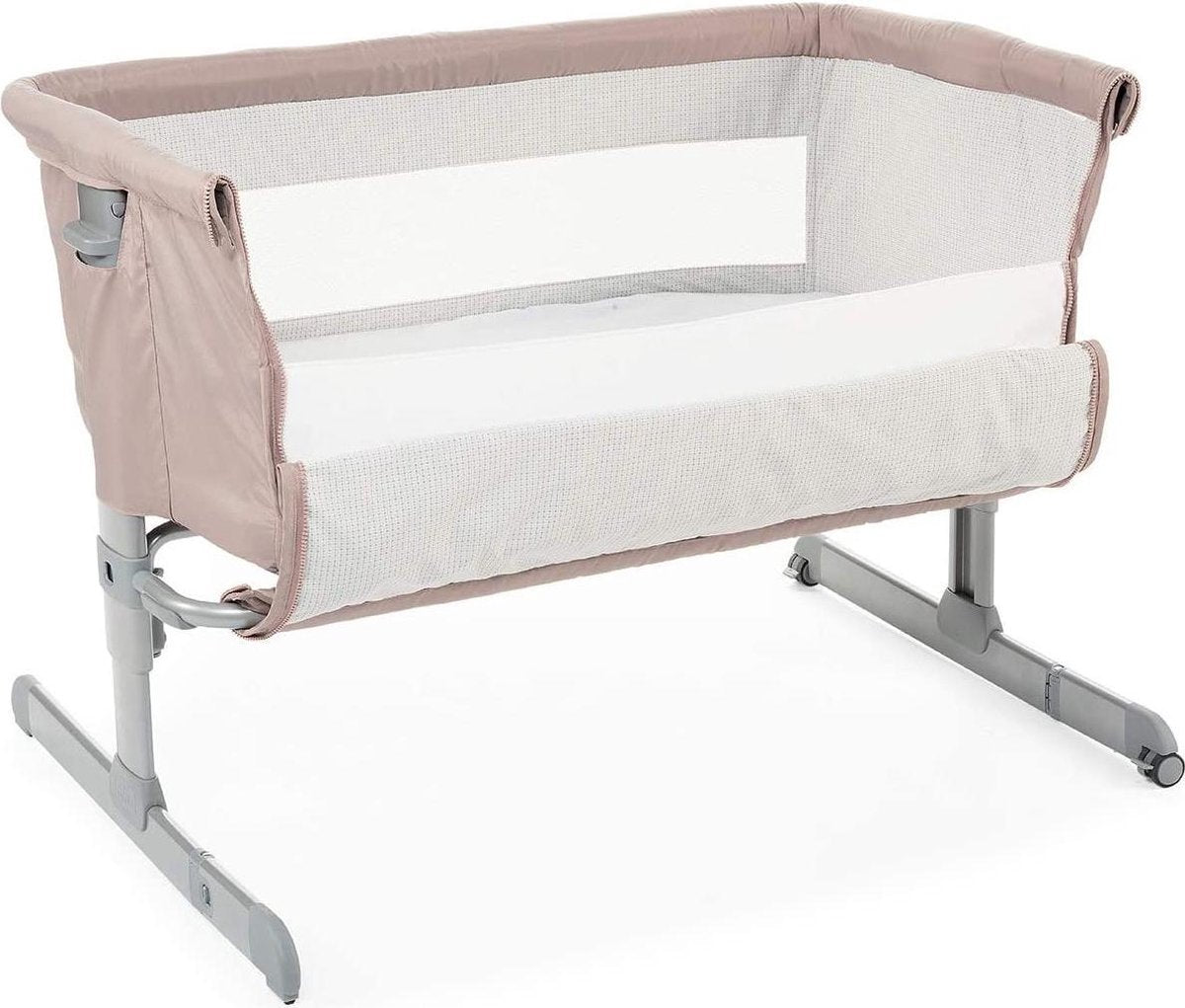 Co-Sleeper Next2Me - Aanschuifwieg voor Baby - Instelbare Hoogte - Veilige Installatie - Babybed Inclusief Matras - Sand