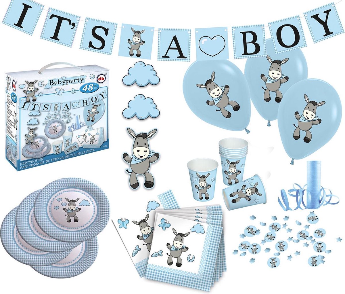 Tib Feestpakket It's A Boy Papier Blauw 53-delig