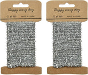 2x Zilver lametta lint ijzerdraad op rol 200 cm - Hobby ijzerdraad zilver