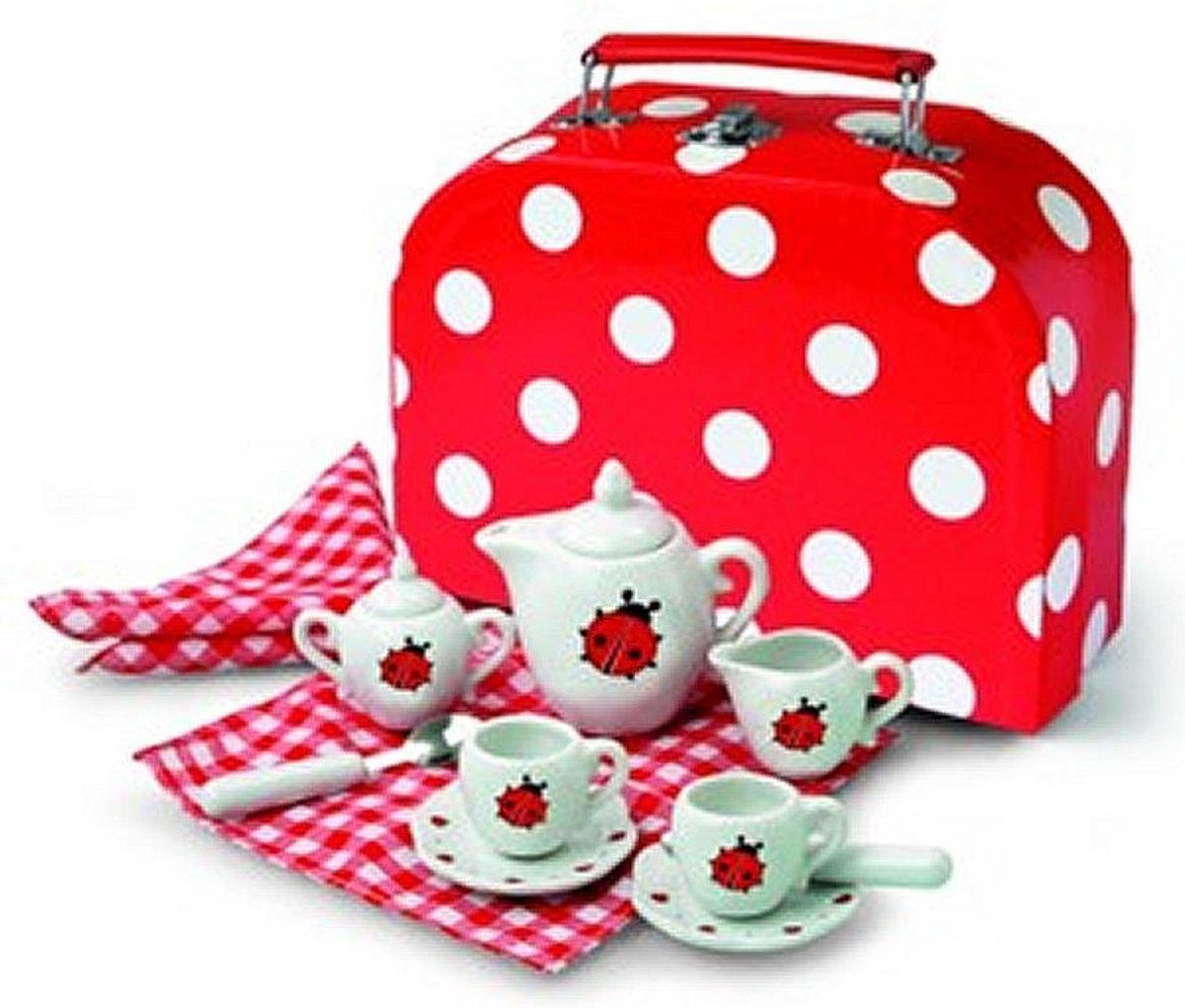 Simply for Kids Porseleinen Theeservies Lieveheersbeestje met Koffertje - Speelgoed - Keuken Accessoires