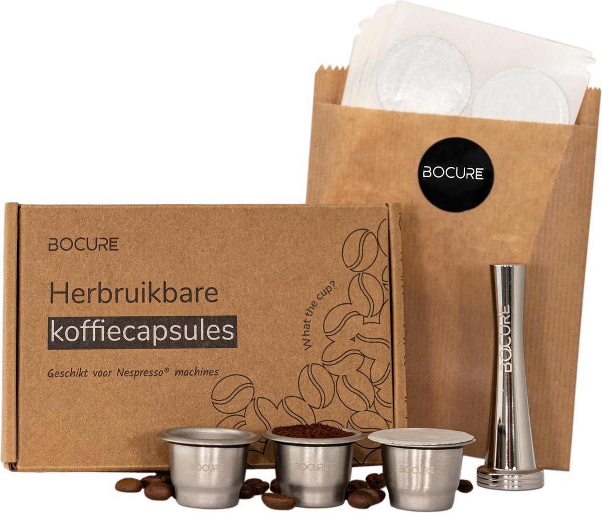 BOCURE herbruikbare koffiecapsules voor Nespresso - set | 3 cups