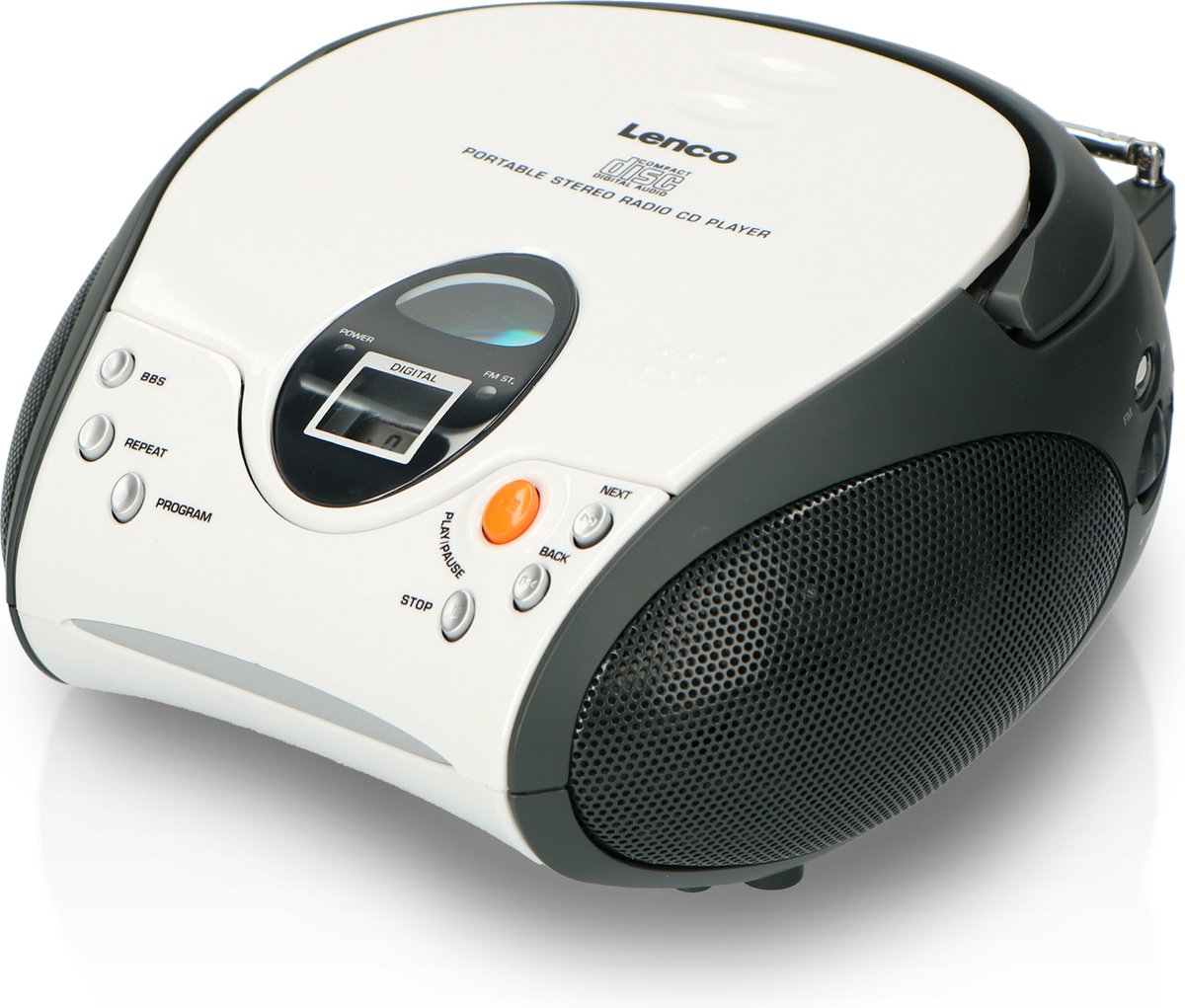 Lenco SCD-24 - Radio CD speler met AUX-uitgang - Wit