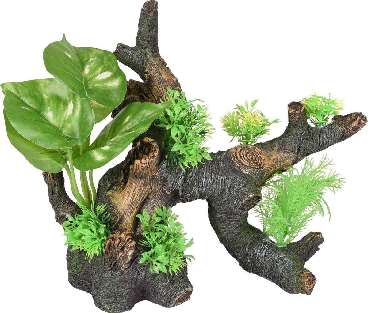 Aquarium decoratie Ariel stronk + plant - 30 x 16 x 25 cm