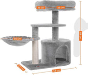 Nancy's Kattenboom meerlaags - Krabpaal voor katten - Kattenhuis - Lichtgrijs - 68 cm