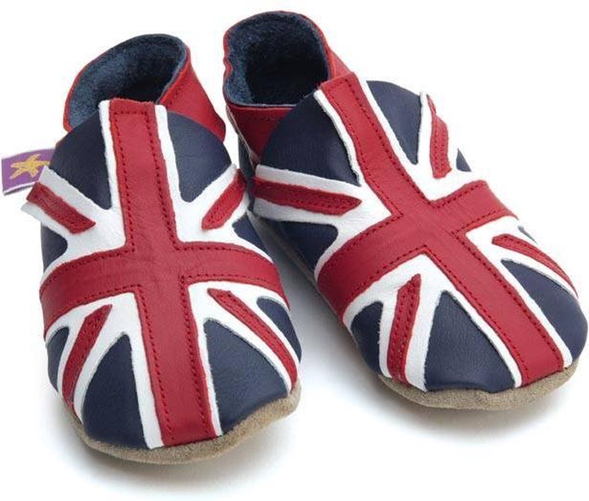 babyslofjes union jack navy red Maat: L (142 cm)