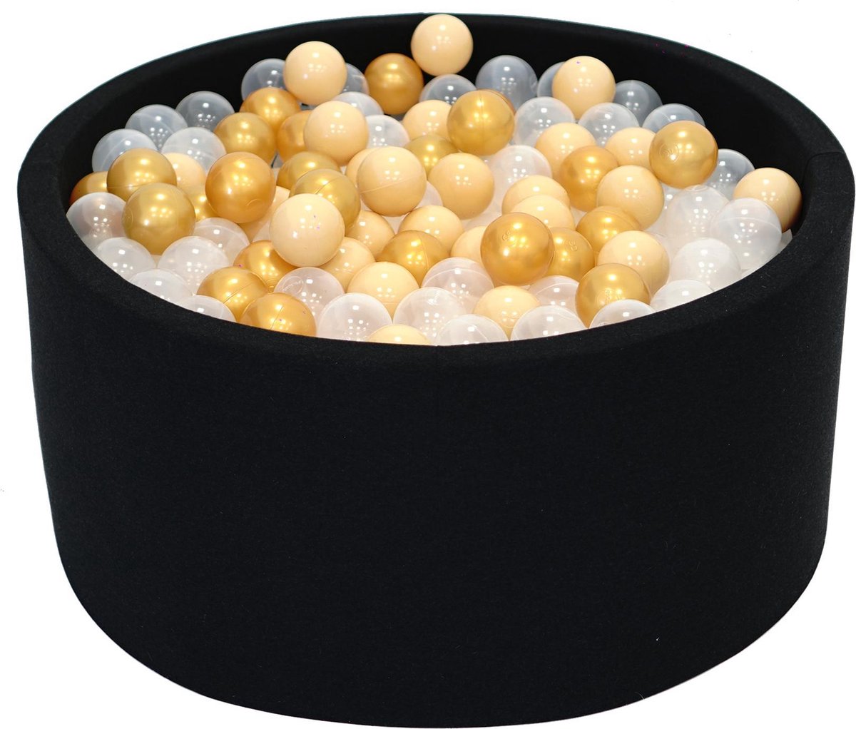 Ballenbak Grijs  Zwart 90x40 met 250 ballen Goud