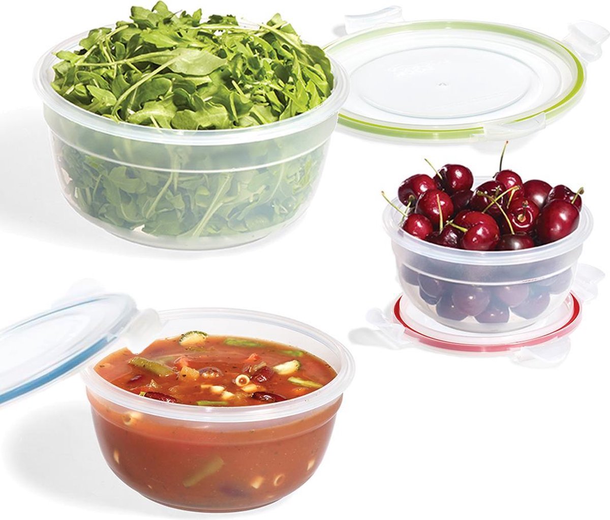 Lock&Lock Vershoudbakjes | Lunchbox | Snackdoosjes - Set van 3 stuks - Stapelbaar - Rond - Easy Match