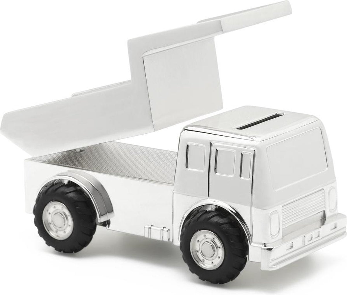 Zilverstad spaarpot truck met NAAMGRAVURE