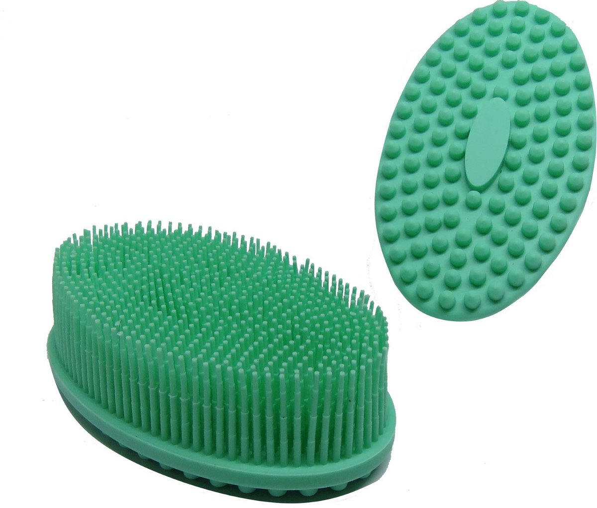 B&P - lichaamsborstel - 2 stuks - groen- silicone - douche borstel - bad spons silicone - dry brush - huidborstel - baby borstel