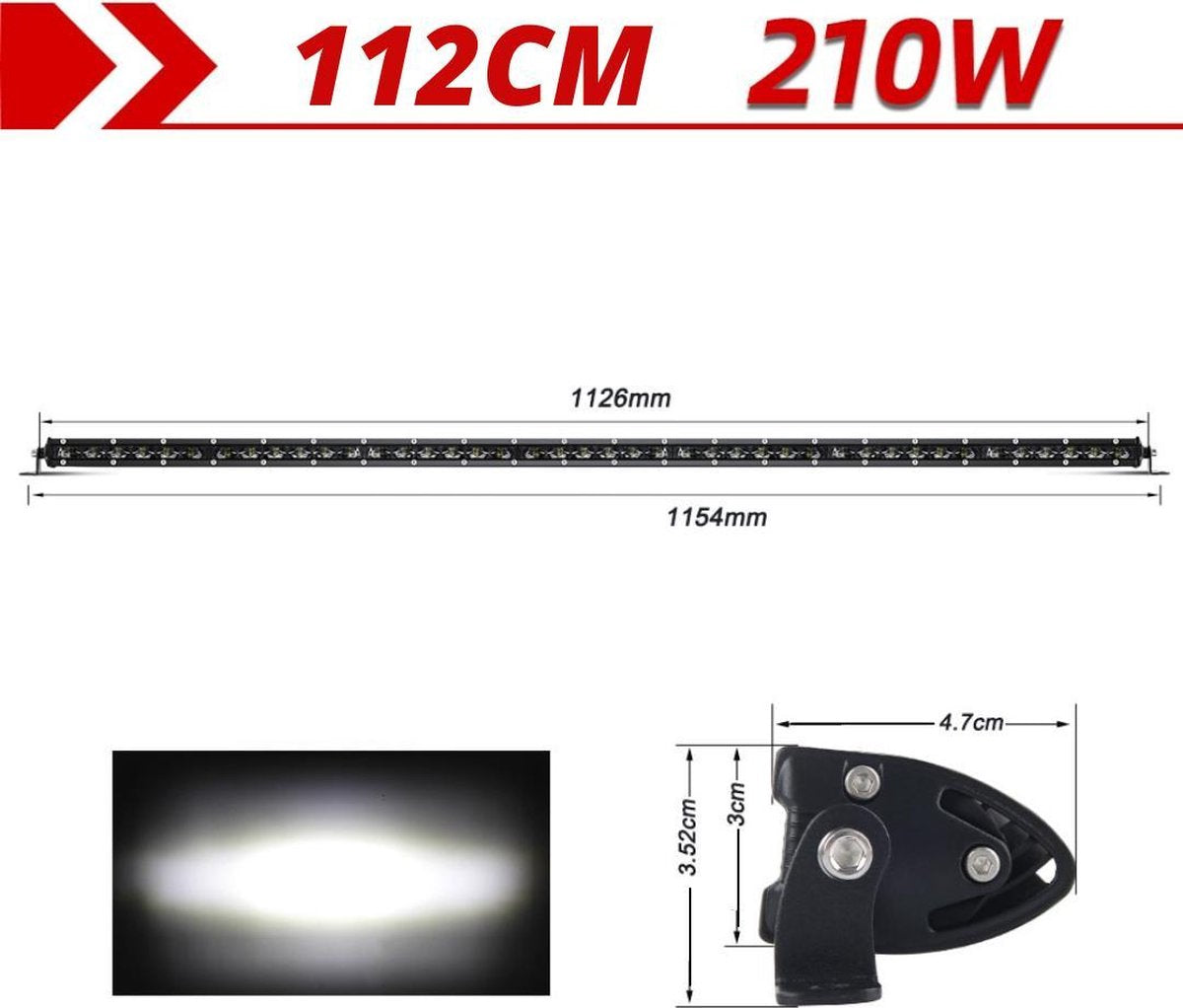 Disp LED Bar - Verstraler LED - Toplicht Auto - Toplichten Truck - Light Bar - LED balk - 112CM - 12V/24V - Super Fel