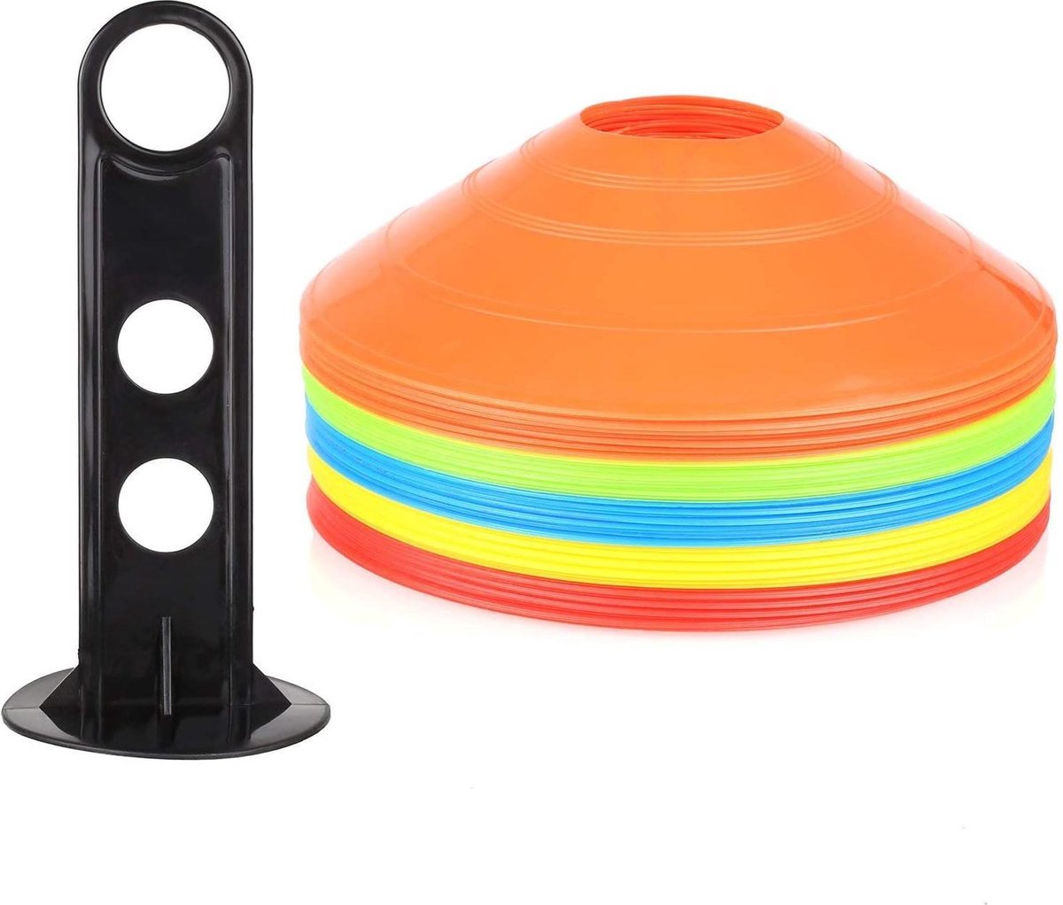 Duo Bakkersport Markeer Pionnen 50 Stuks set - Agility Cones hoedjes schijven Markeringspionnen voetbal - Sport rugby basketbal volleybal - Rood