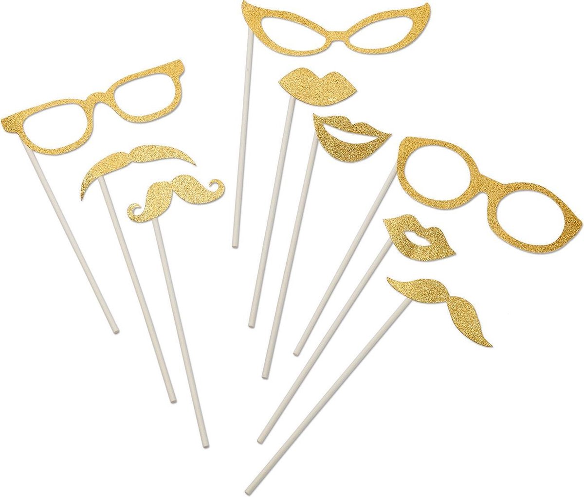 ARTIFETES - Goudkleurige photobooth set met glitters - Decoratie > Animatie- en knutselproducten