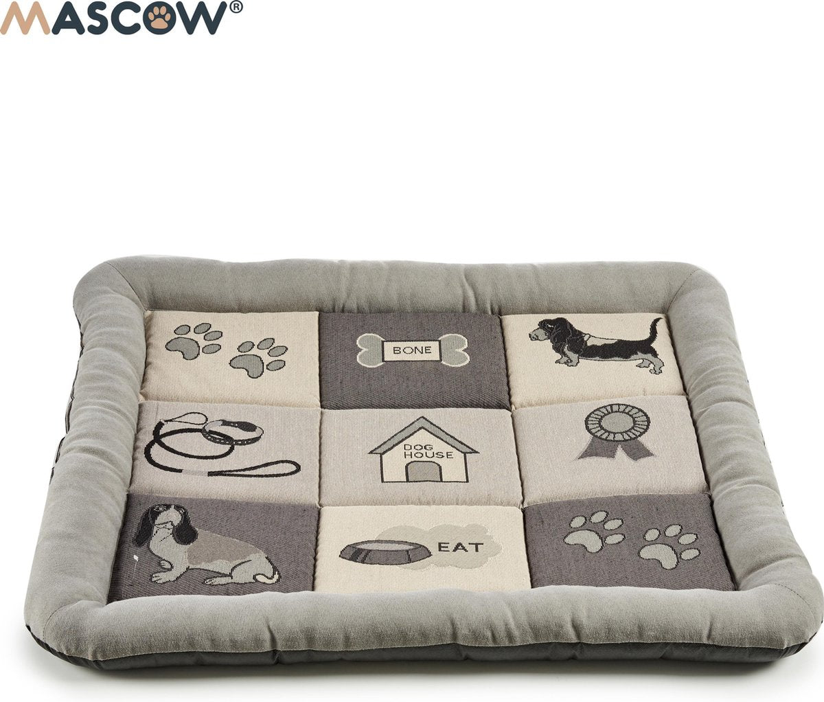 Hondenkussen - Met Patchwork - Hondenmand - Honden Ligbed - Hondenbed - Slaapkussen - Hondenslaapkussen - Grijs Slaapkussen Hond - 74 x 61 x 6.5 cm