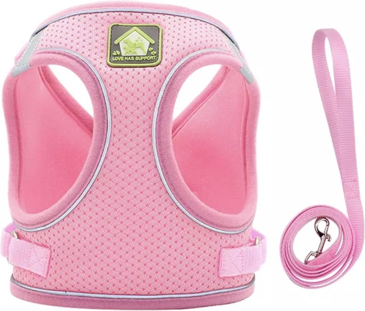 Hondenharnas - Anti Trek - Roze - Incl.  Bijhorende Riem - Voor (Hele) Kleine Hondenrassen - Borstomvang  26-29 CM