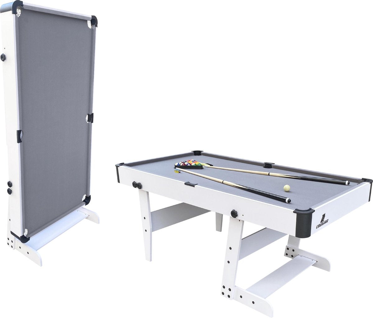 Cougar Hustle L opklapbare Pooltafel Wit/grijs - 5ft. biljarttafel - Incl. accessoires