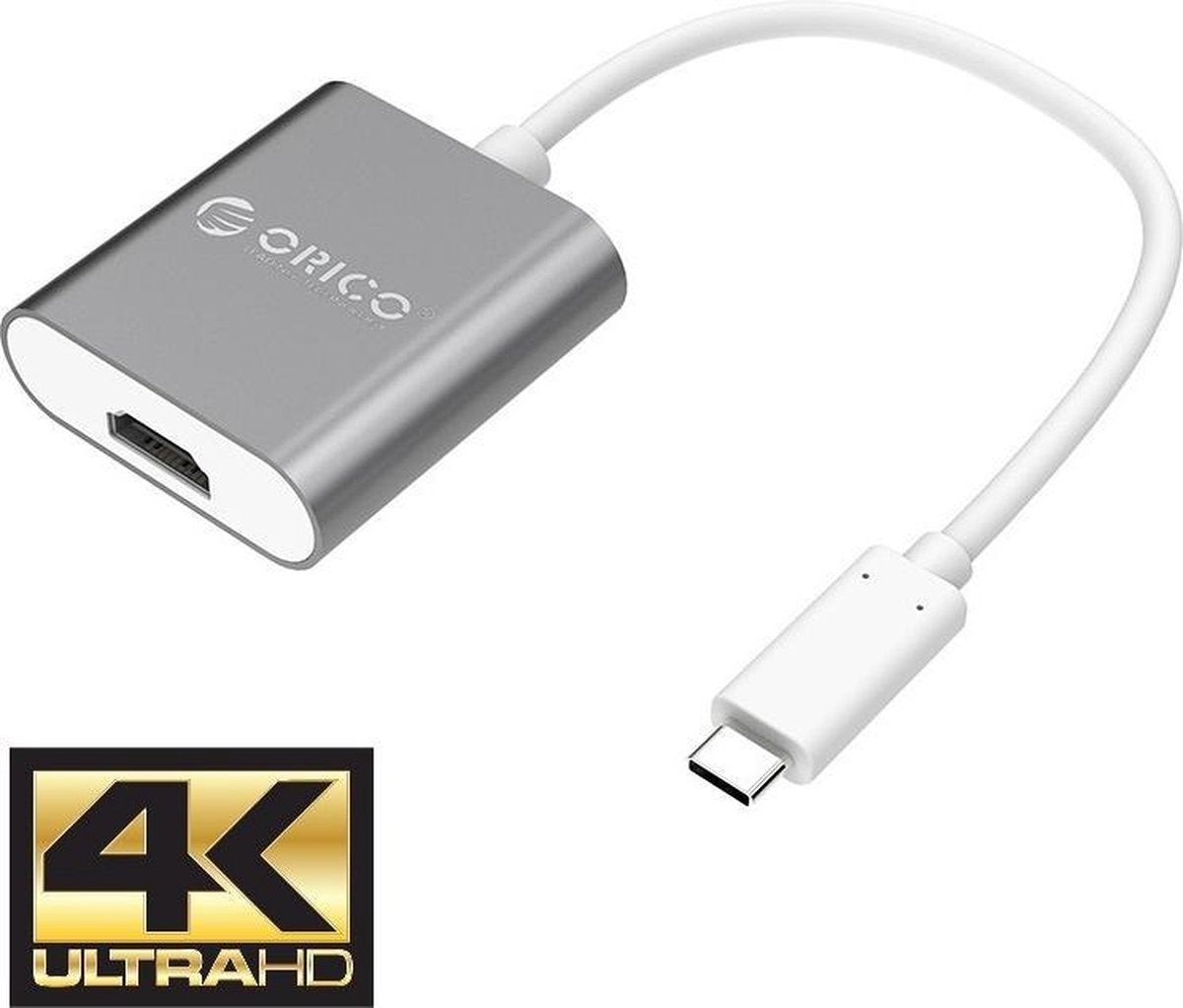 Orico USB-C naar 4K HDMI adapter  Ultra HD - Aluminium - Grijs