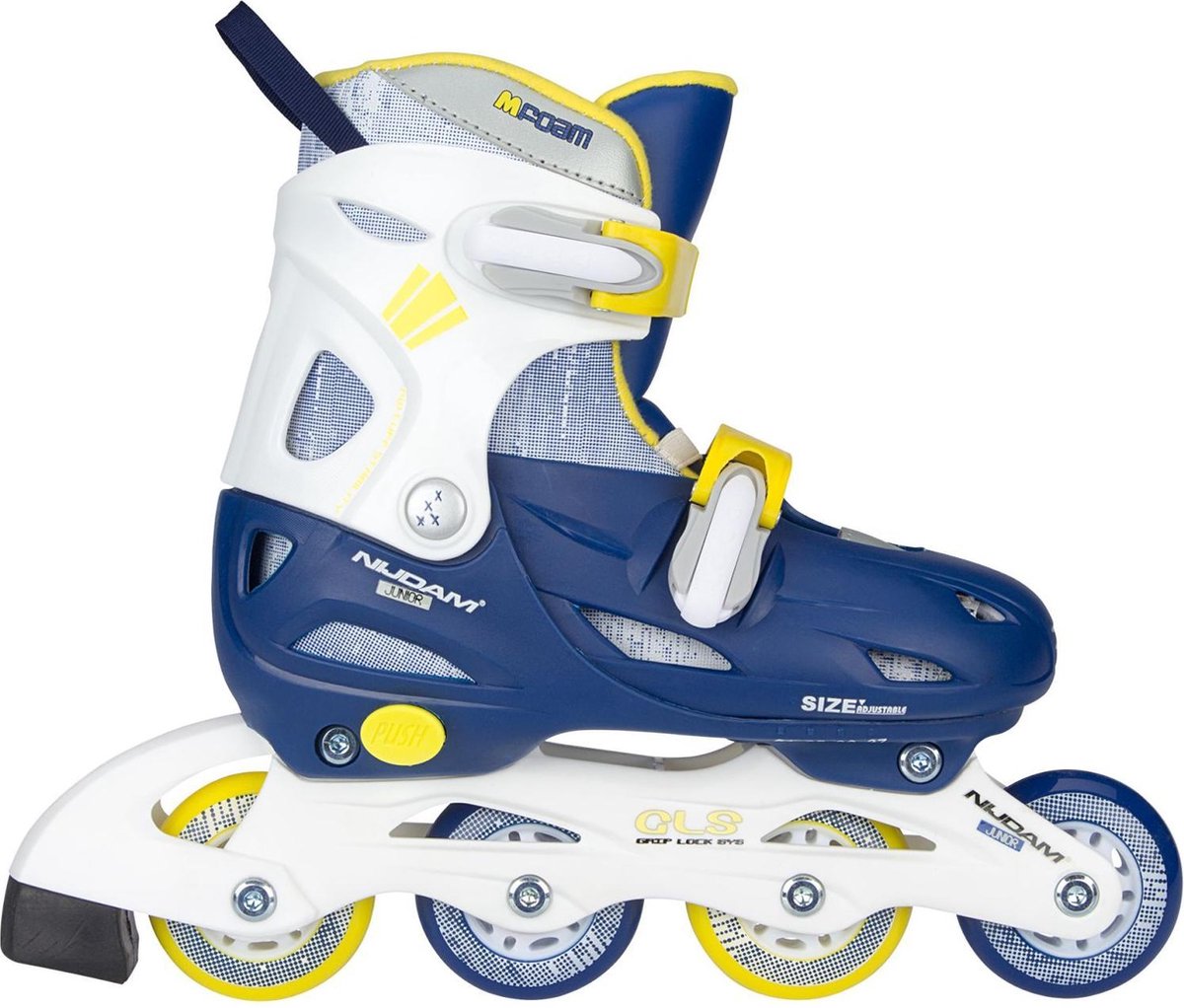 Nijdam Junior Inlineskates Jongens Verstelbaar - Hardboot - Navy Seal - Marine/Geel - 29-32