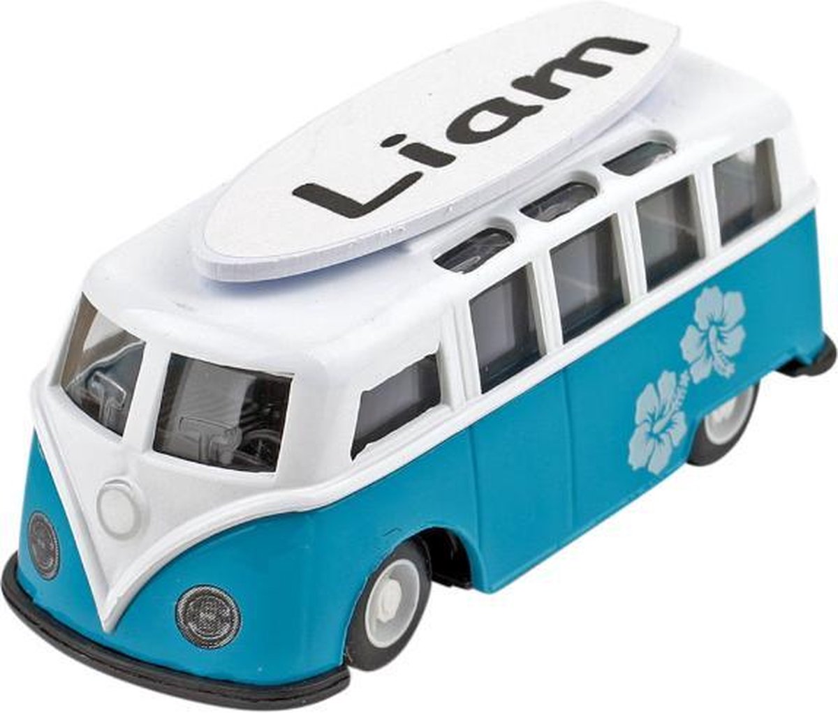 Leuk kado met naam model surf busje - blauw