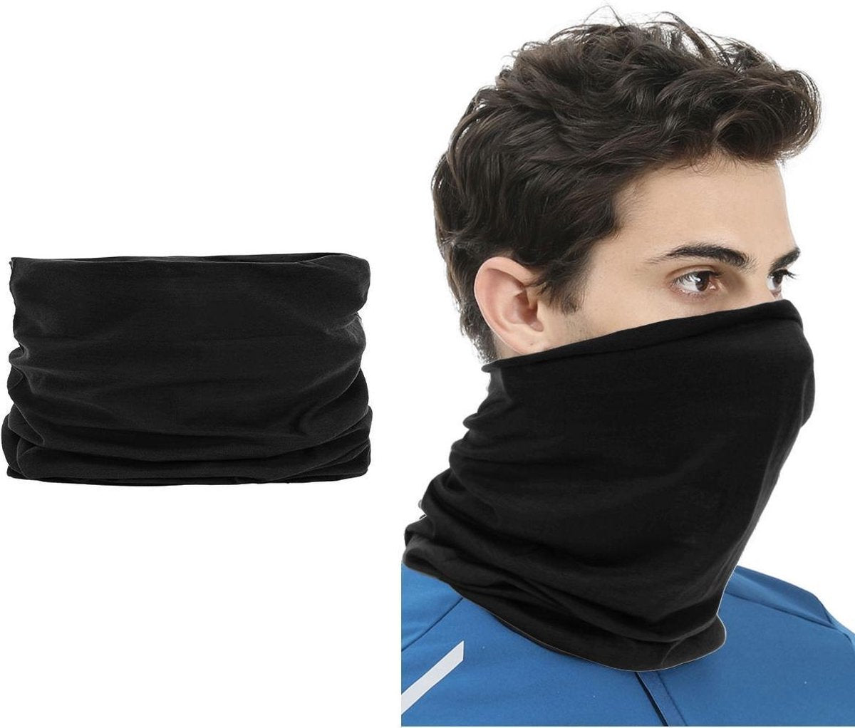 Su.B.dgn 2 Stuks Multifunctioneel Polyester Col Colsjaal - Bivakmuts Balaclava Bandana  Ideaal voor  Sport  Fietsen Motor  - Unisex - Zwart