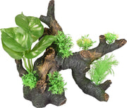 Flamingo Aquarium stronk+plant decoratie - Groen - 30 x 16 x 25 cm
