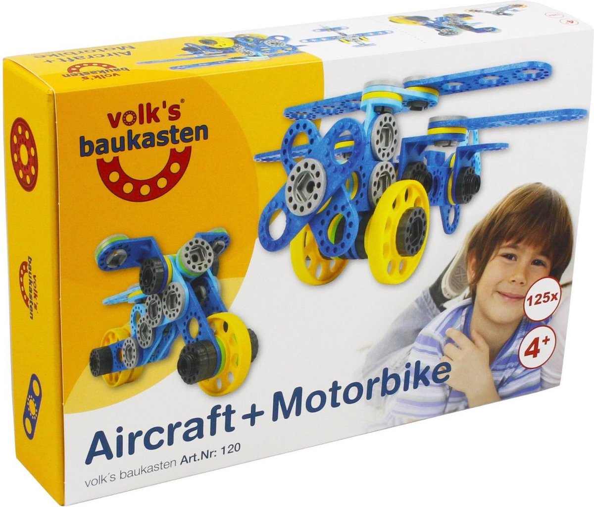Volks Vliegtuig en Motorfiets 125 delig bouwset vanaf 4 jaar