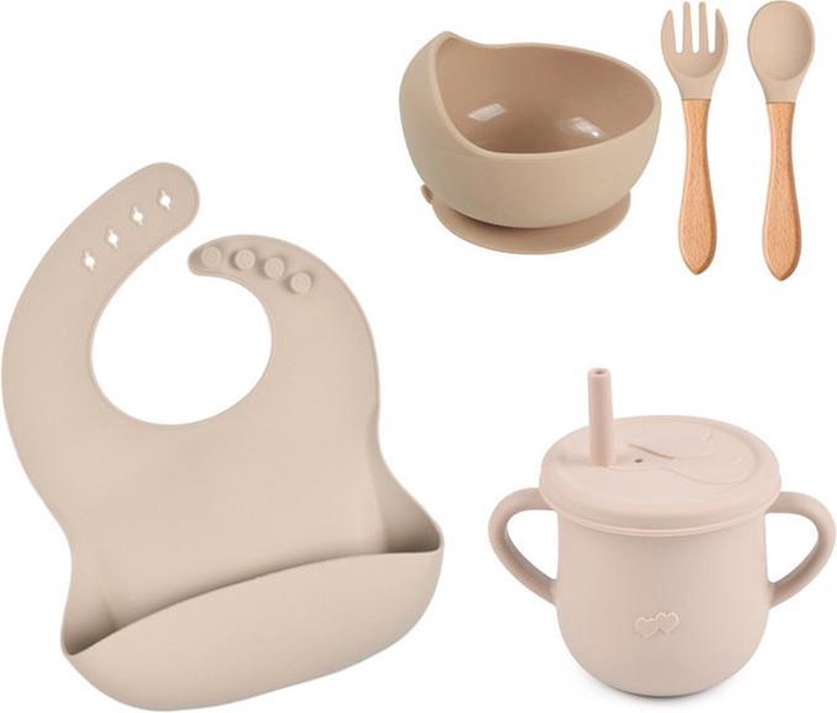Baby Siliconen 5- delig / kinderservies voor Baby / Jongen / Meisje - Onbreekbaar /Beker