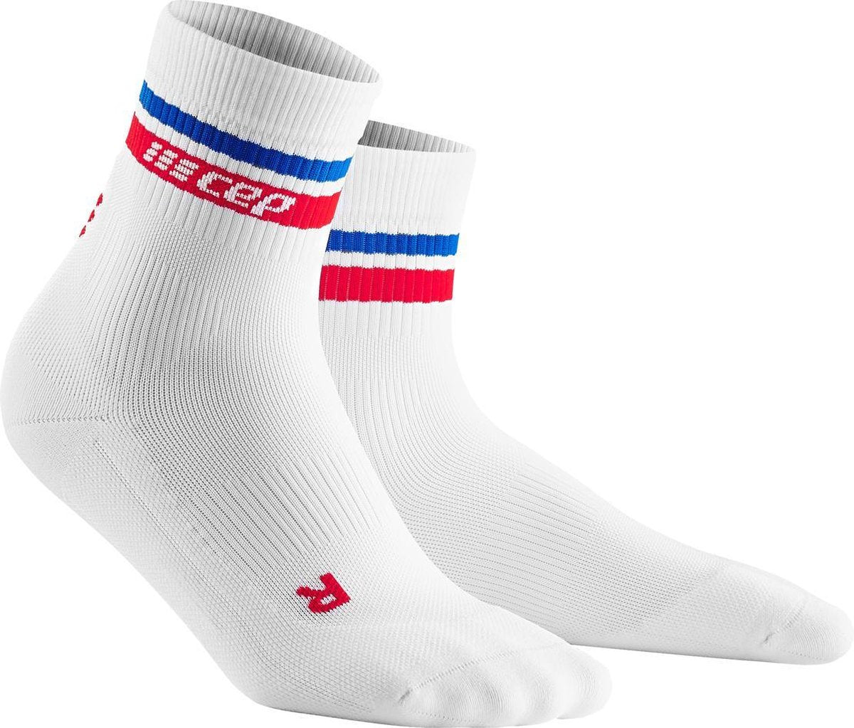 CEP 80s mid-cut Sportsokken - Wit/Rood&Blauw- Dames schoenmaat 34-37