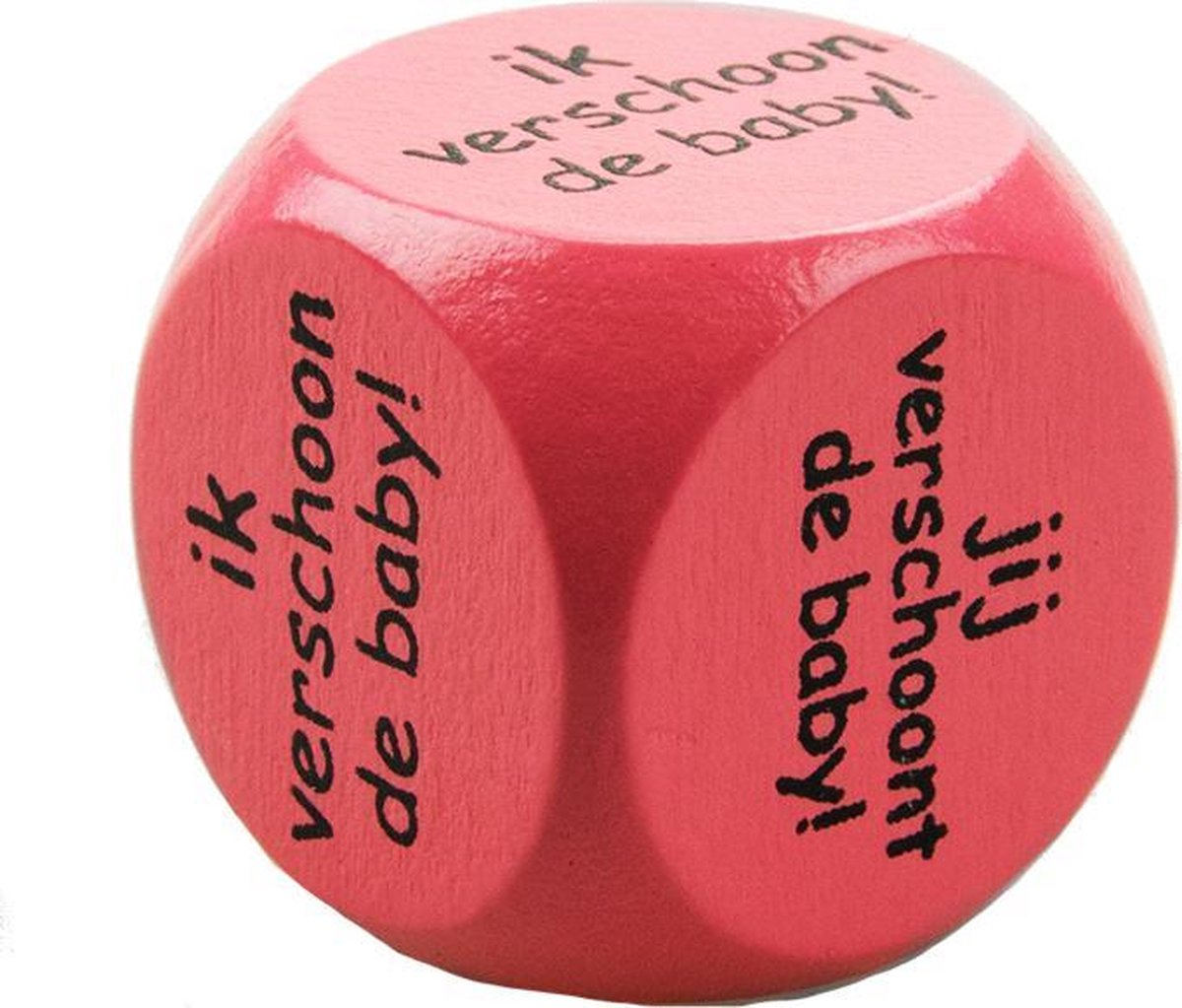 Dobbelsteen - Geboorte - Ik verschoon de baby - jij verschoont de baby (roze)