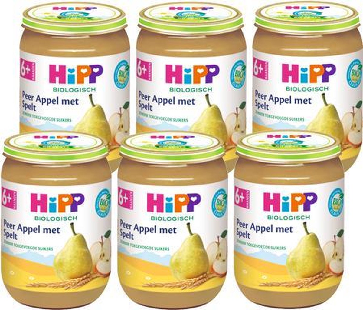 HiPP BIO fruithapje vanaf 6 maanden - Vruchtenmix Peer Appel met Spelt - 6 stuks 190gr