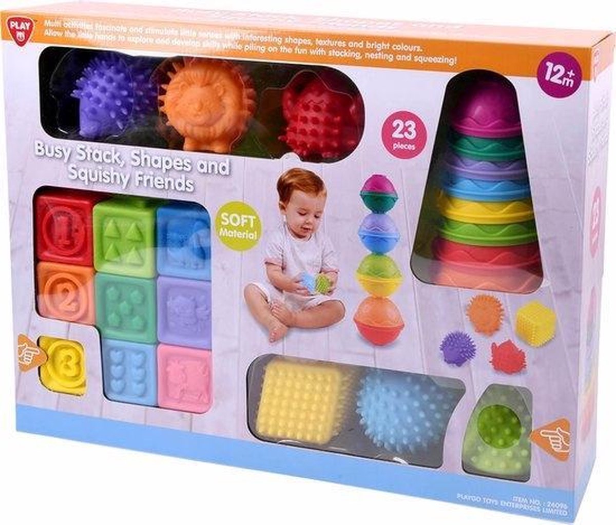 Playgo stapelspel Squizy Friends junior 23-delig - Kind - Kinderen - Baby - Bijt Speelgoed - Educatief - Leerzaam - Ontwikkeling - Blokken - Vormen - Stapelen - Multicolor - Gratis Verzending