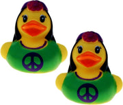 Set van 10x stuks badeendje Hippie vrouw 5 cm - Speelgoed badeendjes