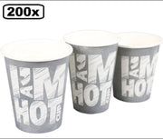 200x Koffiebeker I am Hot chalk 180cc grijs