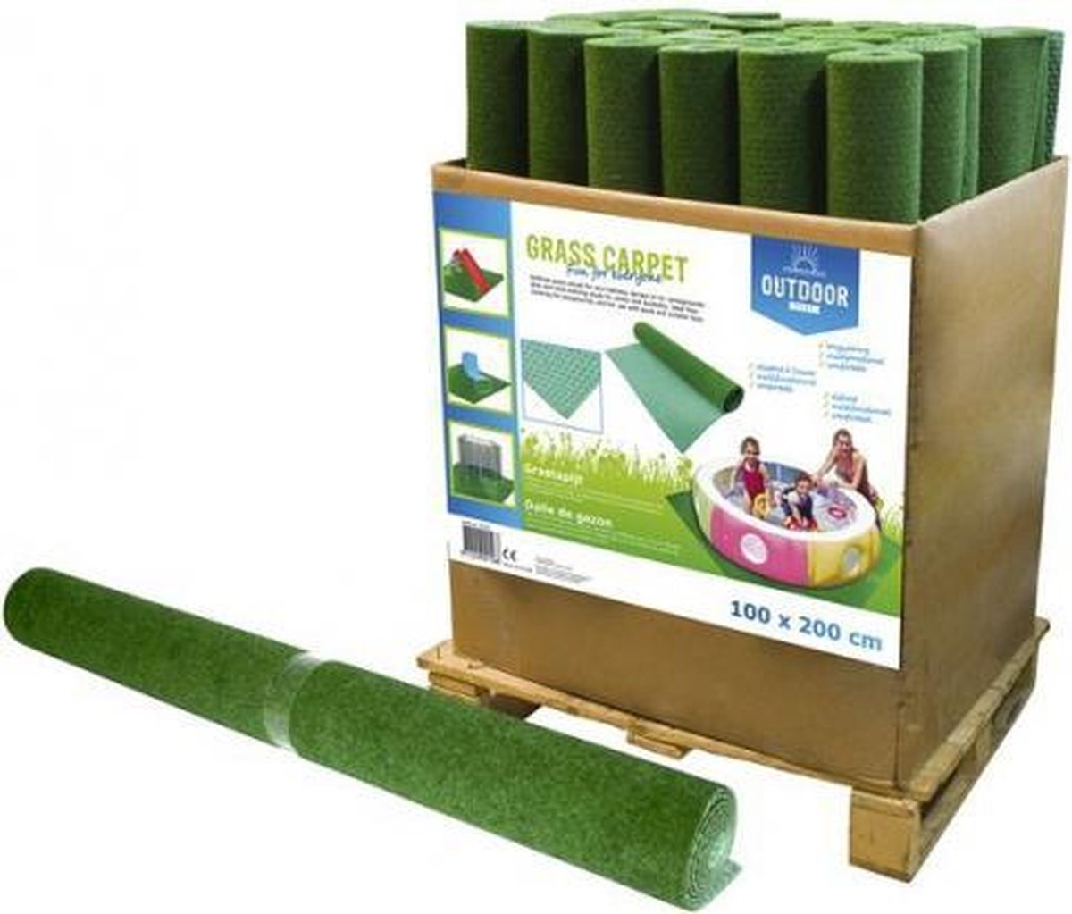 2 rollen grastapijt van 100 x 200 cm - grastapijt voor balkon/terras/camping