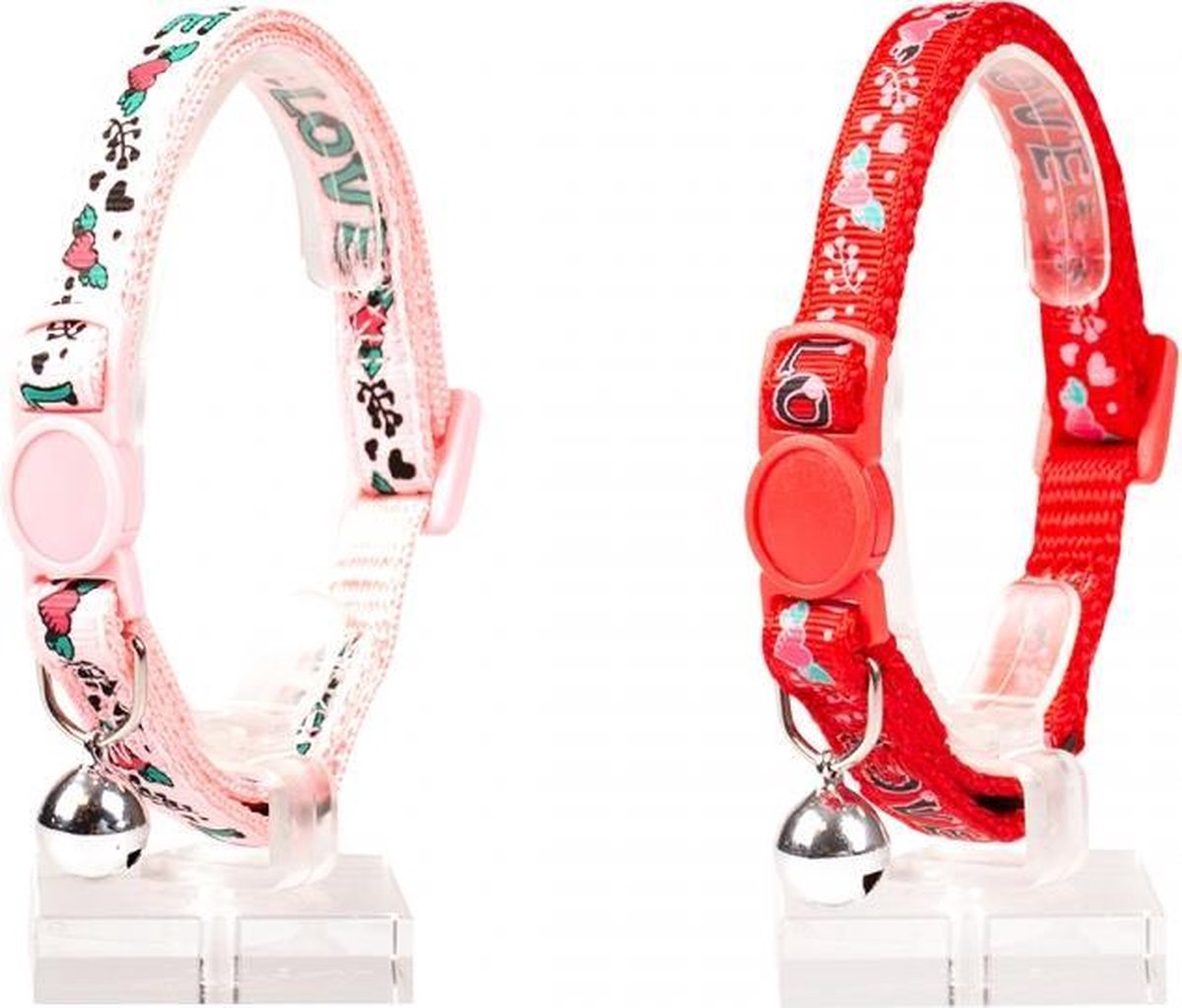 Duvo+ Kattenhalsband love nylon Rood 20-30cm / 10mm