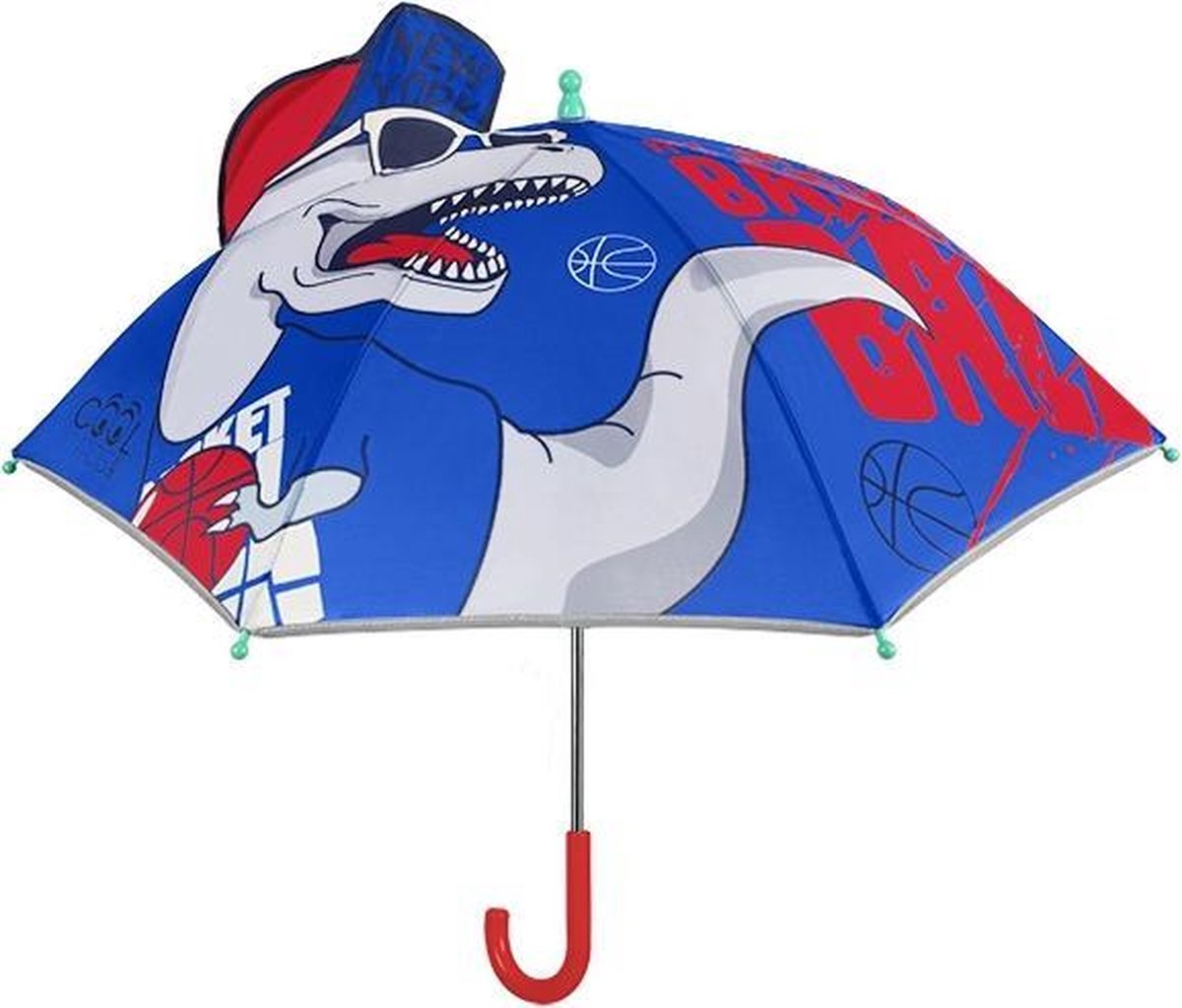 Perletti Paraplu T-rex Jongens 76 Cm Fiberglass Blauw