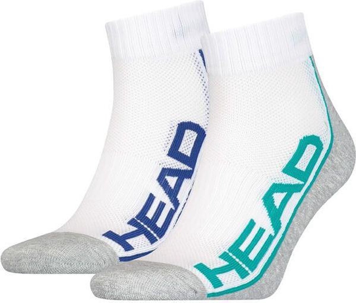 HEAD - performance 2-pack quarter wit & grijs - 39-42