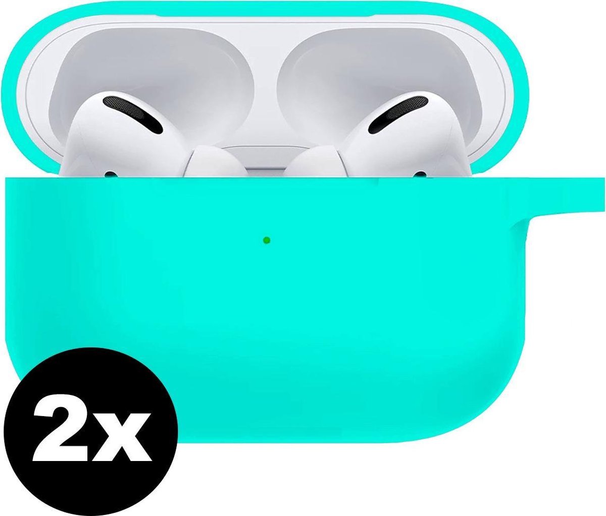 Hoes Voor Apple AirPods Pro Hoesje Siliconen Case - Mintgroen - 2 PACK