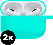 Hoes Voor Apple AirPods Pro Hoesje Siliconen Case - Mintgroen - 2 PACK
