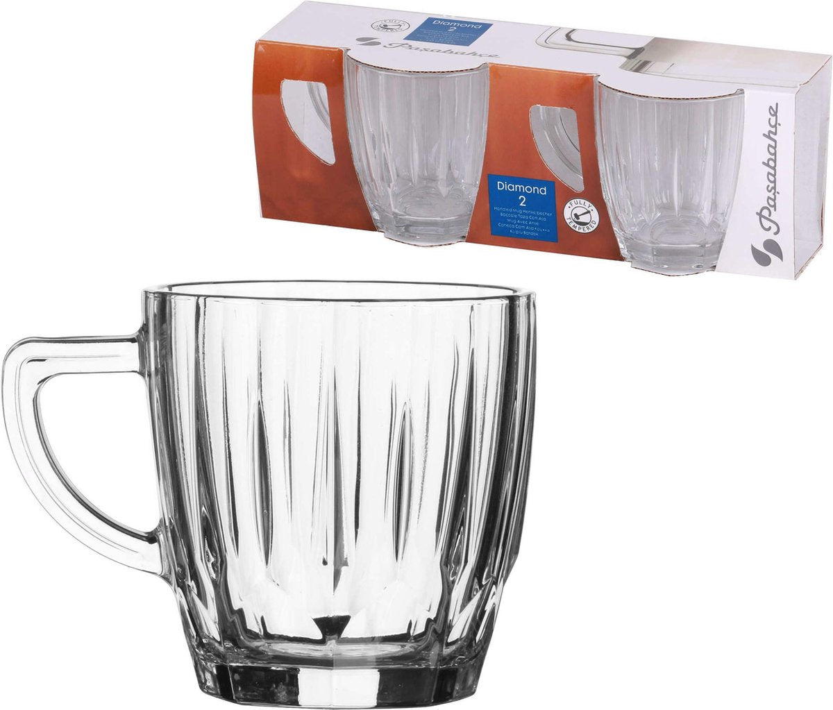 Pasabahce Diamond Glazen Met Handvat- 245 ml - 2x