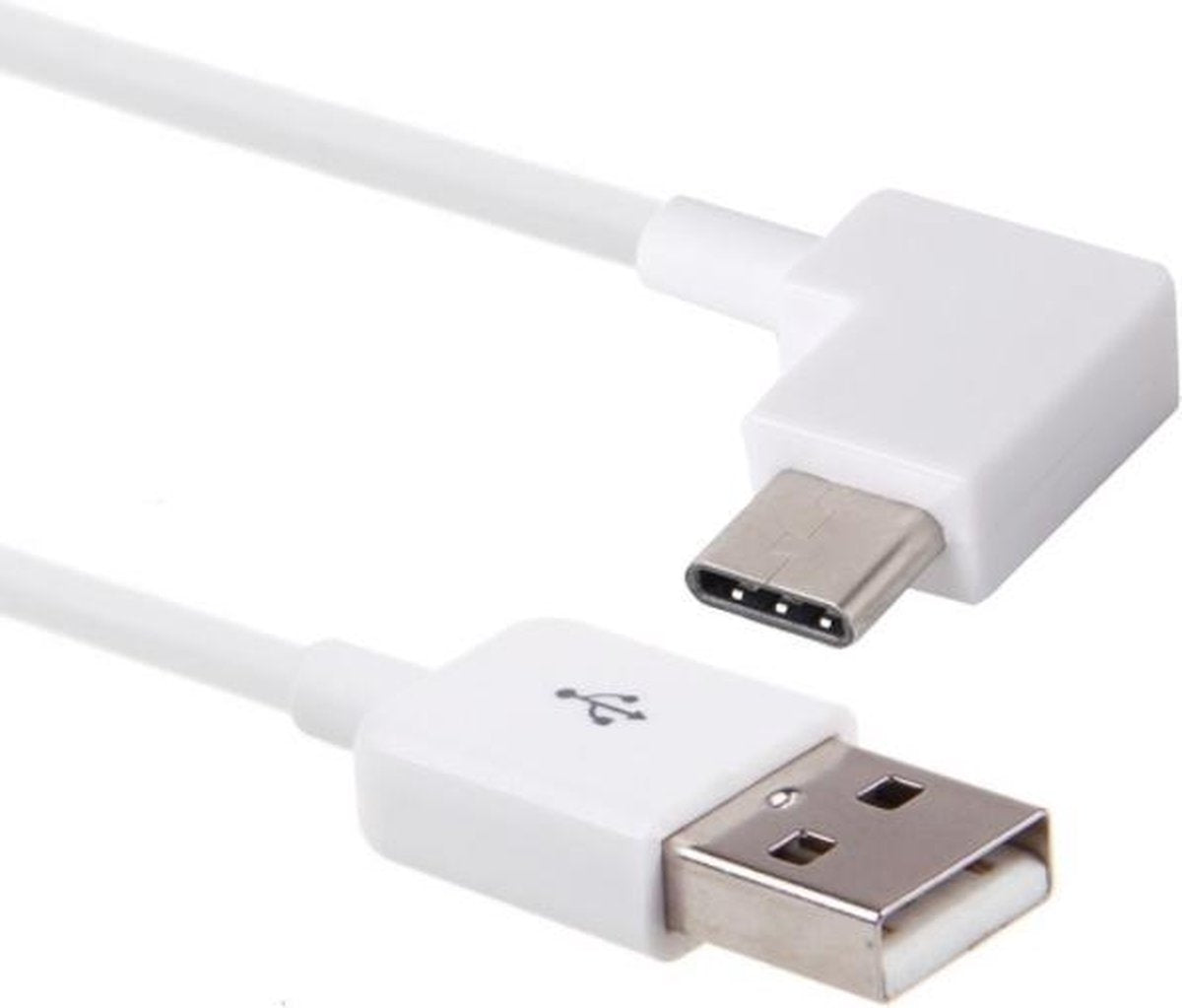 Coretek USB-C haaks naar USB-A kabel - USB2.0 - tot 1A / wit - 1 meter