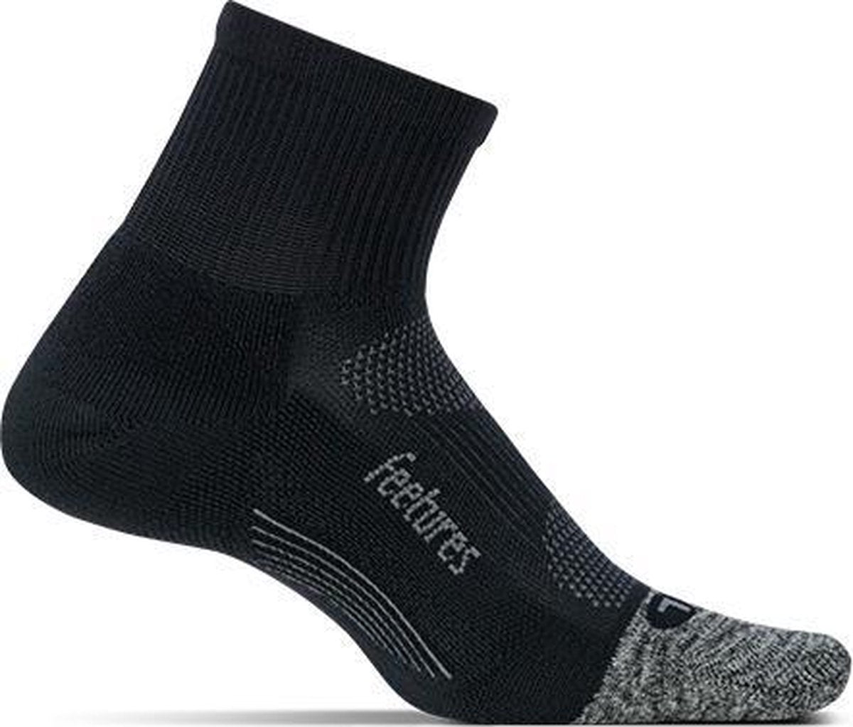 Feetures Elite Light Cushion Quarter - Zwart  - Hardloopsokken - Sportsokken - Medium - 38/42