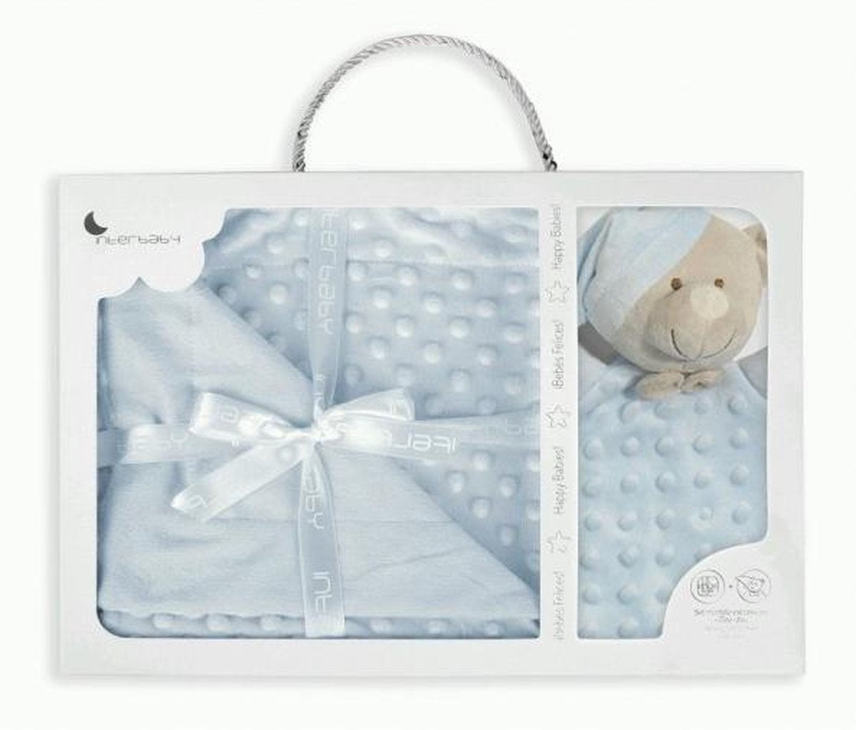 Babydeken blauw - knuffeldoek - kraamcadeau - baby giftset - Interbaby - zacht babydeken