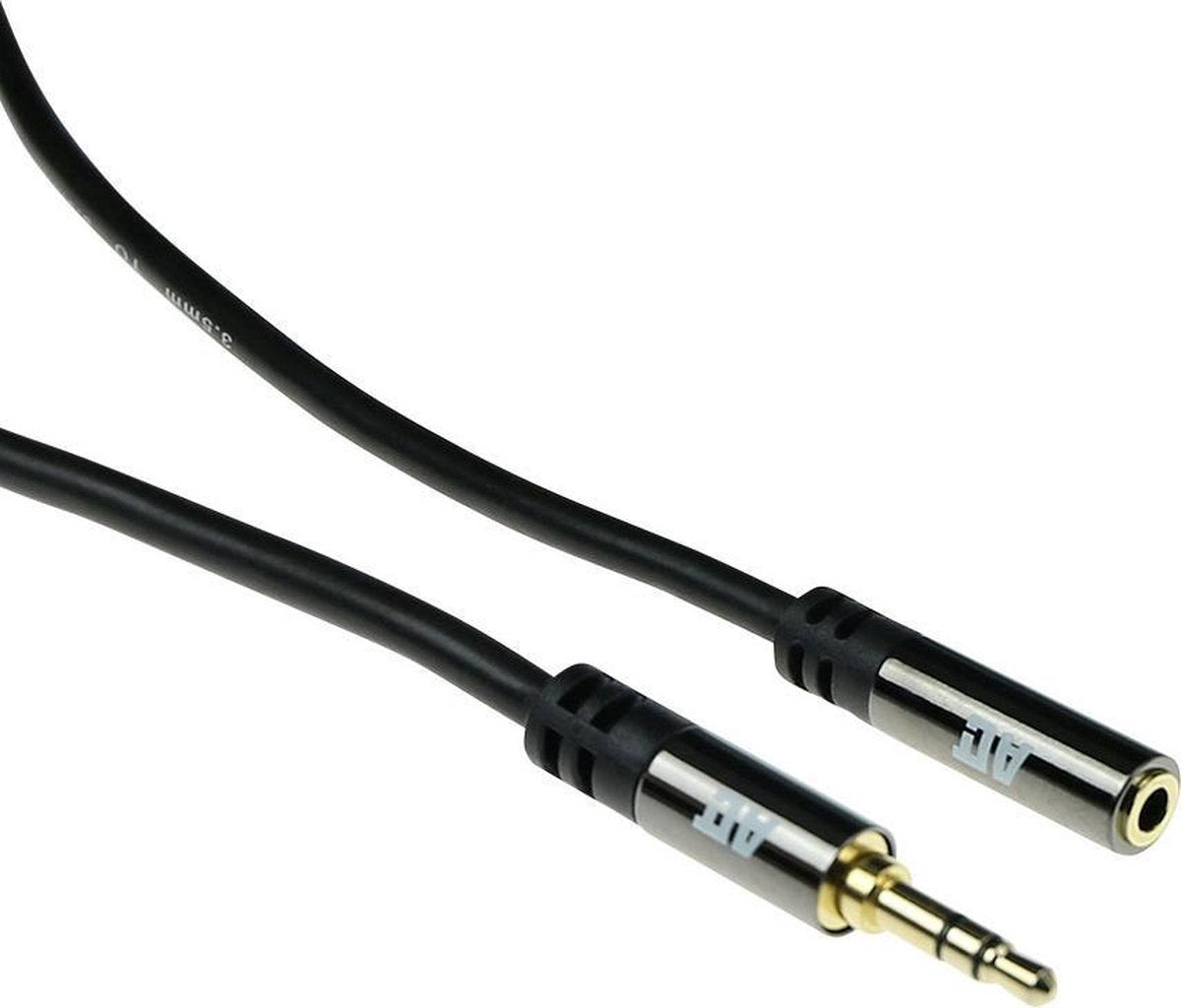 ACT - Verlengkabel voor audio - stereo ministekker (V) naar stereo ministekker (M) - 3 m - beschermd - zwart - gevormd