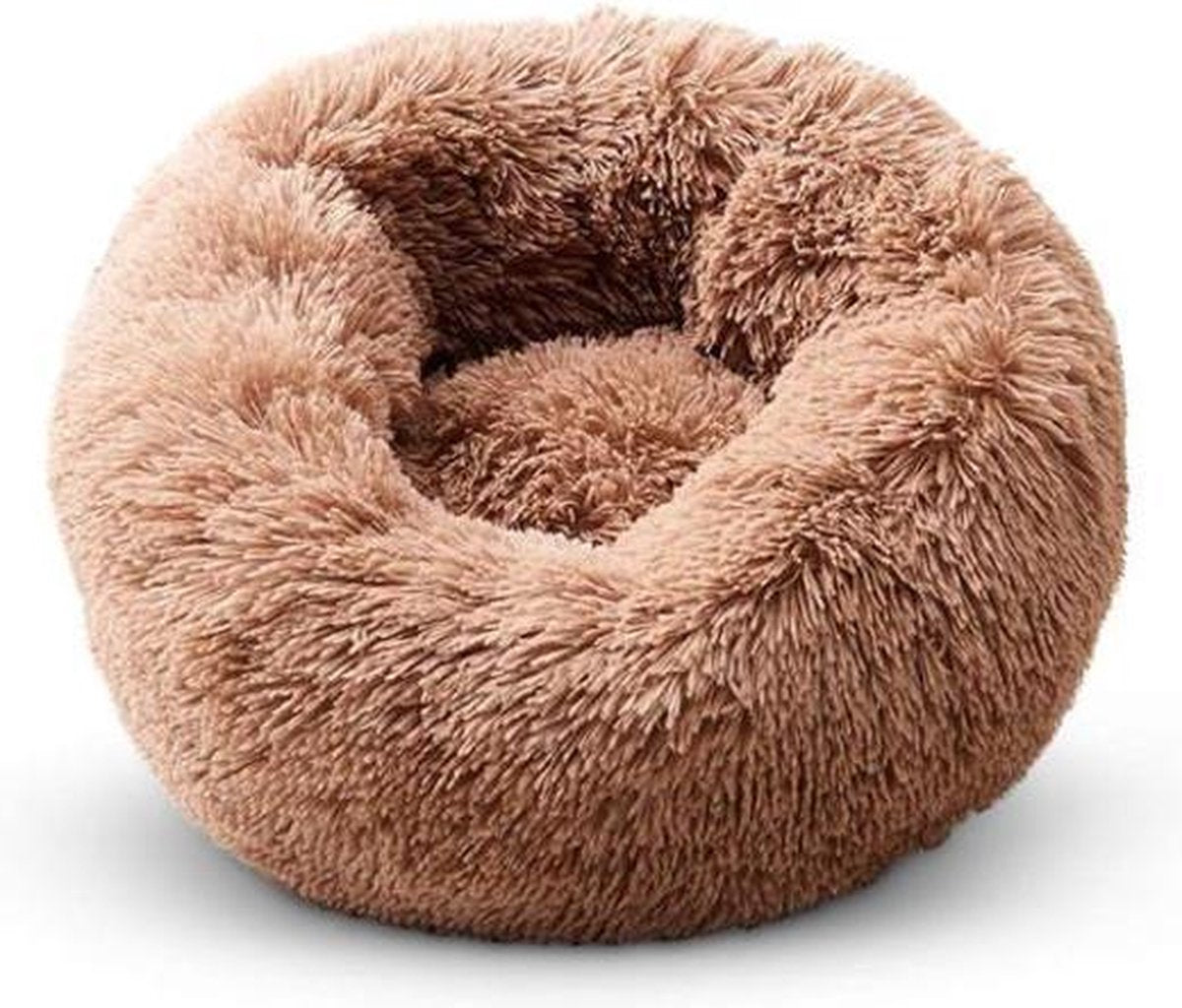 Snoozle Donut Hondenmand - Superzacht en Luxe - Wasbaar - Fluffy - Hondenkussen - 60cm - Dark Coffee