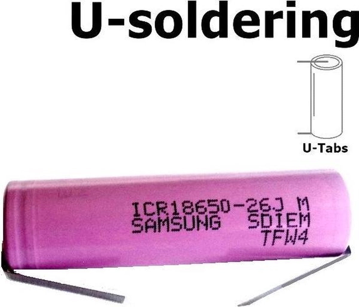 1 Stuk - U-Soldeerlippen -18650 Samsung ICR18650-26J 5.2A
