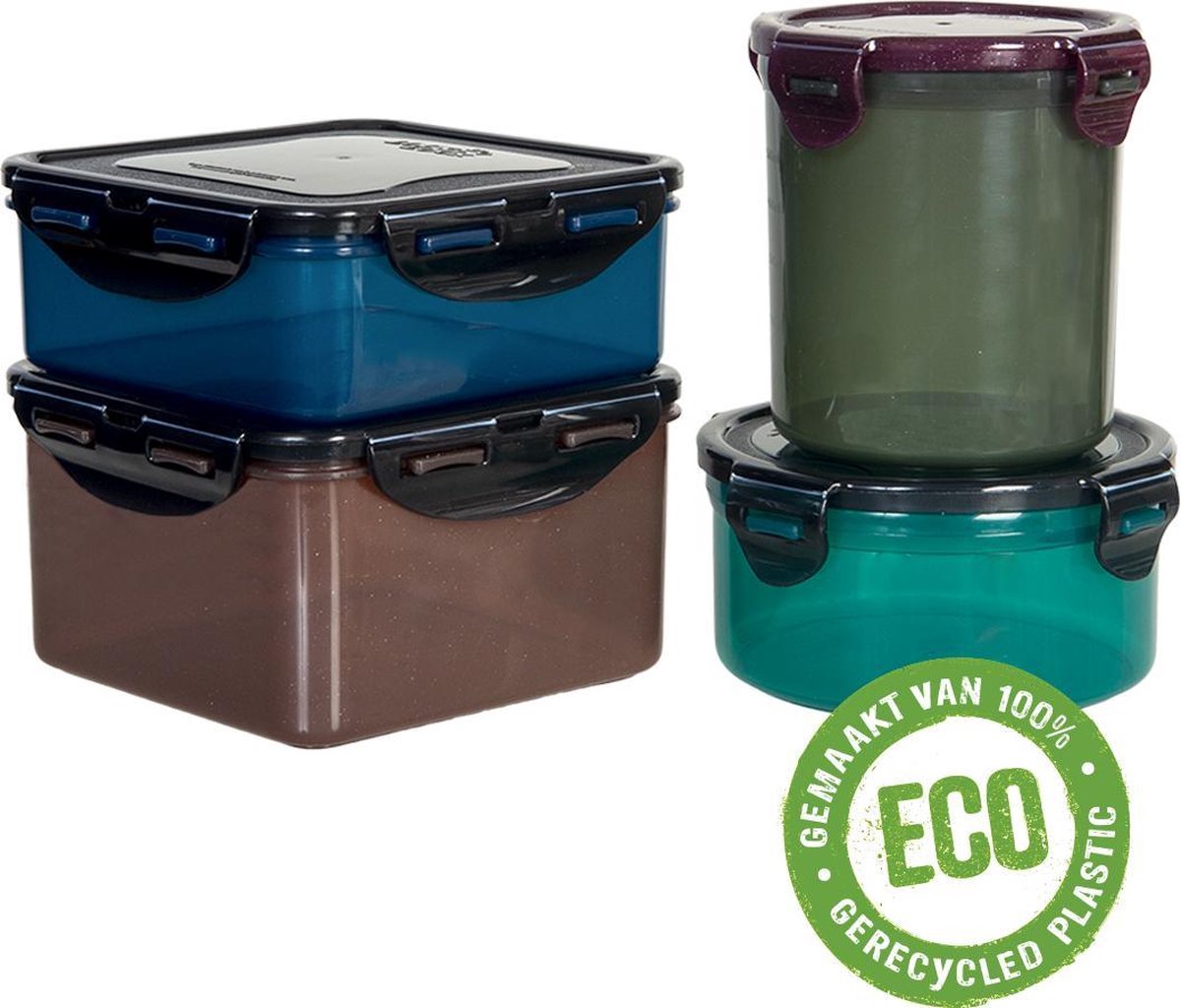 Lock&Lock ECO Vershoudbakjes | Bewaardozen voedsel – Set van 4 stuks – Duurzaam – Zero waste – 100% gerecycled plastic